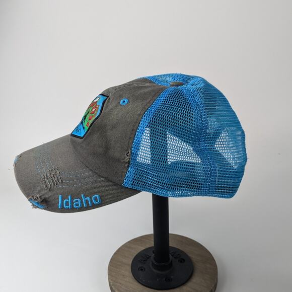 Idaho Trucker Hat "Whatever Floats Your Boat" Mesh Snapback Blue Gray One Size - Picture 2 of 16
